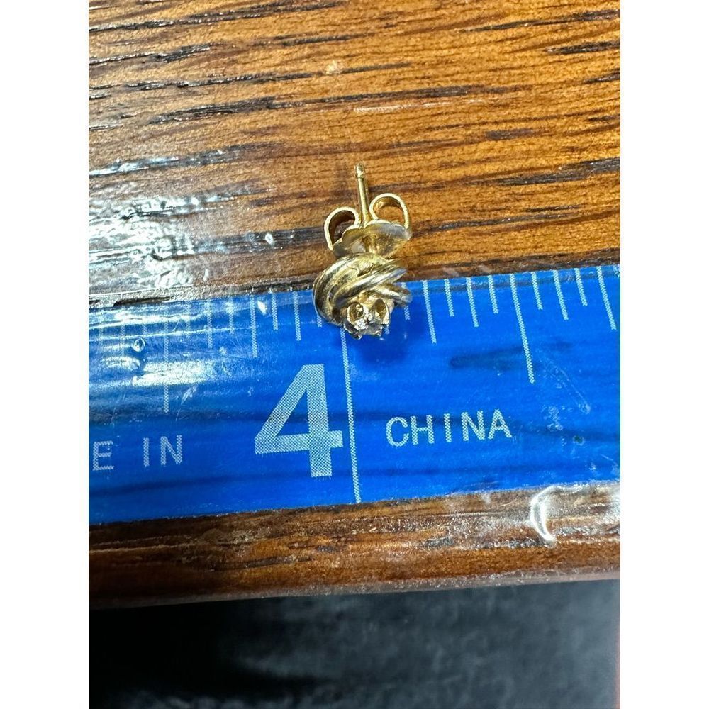 14kyellow Gold Diamond Stud Love Knot Earrings View 2
